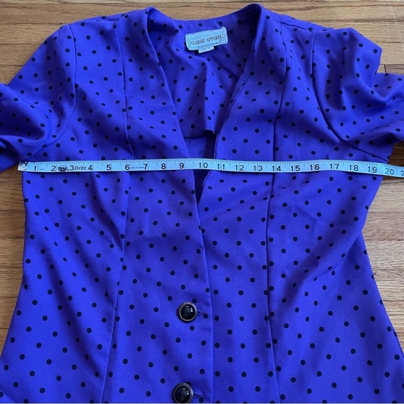 Classic Apparel Women’s Purple Black Polka Dot Jacket Blazer Size 12 - Picture 10 of 10